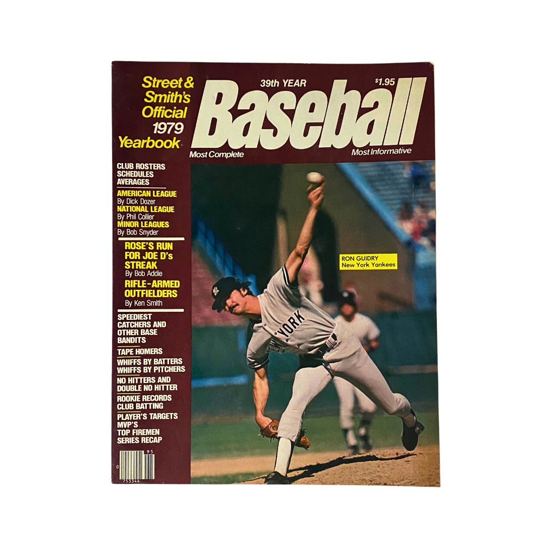 Street & Smith's Baseball Official Yearbook 1979 cover featuring Ron Guidry pitching for the New York Yankees in action, iconic vintage magazine for baseball fans.