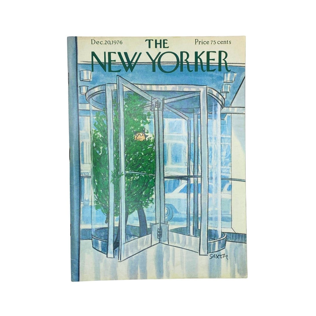 The New Yorker Complete Magazine December 20, 1976 featuring a cover illustration by Charles Saxon, depicting a revolving door with a green bush and a hint of urban scene.