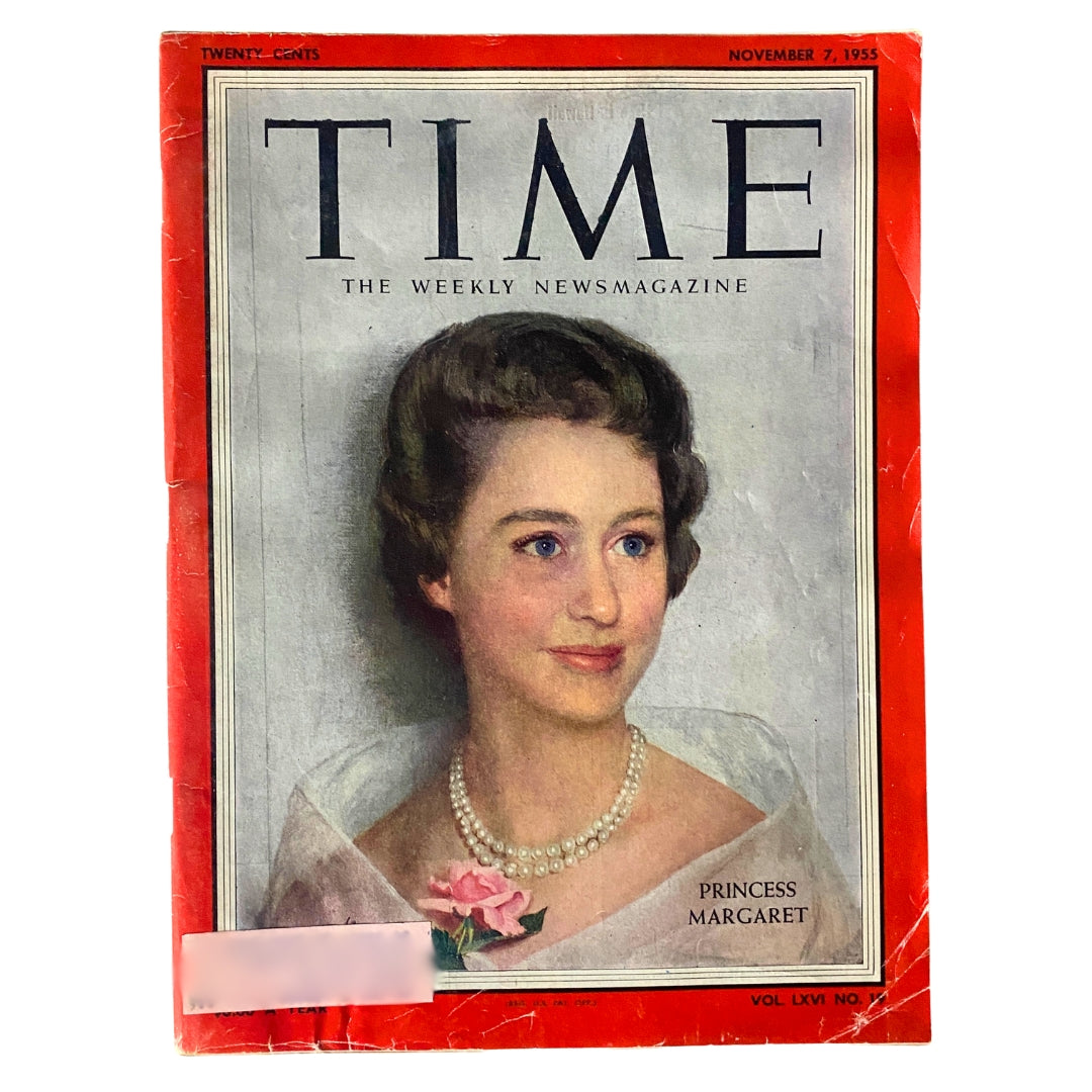 VTG Time Magazine November 7, 1955 featuring Princess Margaret on the cover, showcasing her elegance and timeless beauty.