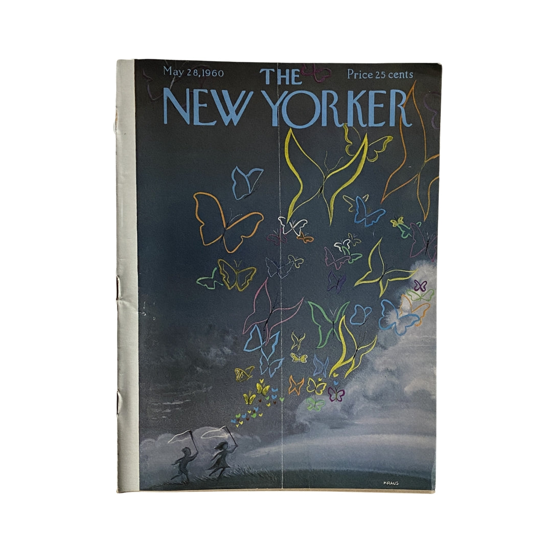 Cover of The New Yorker magazine from May 28, 1960 featuring a colorful butterfly motif by Robert Kraus.