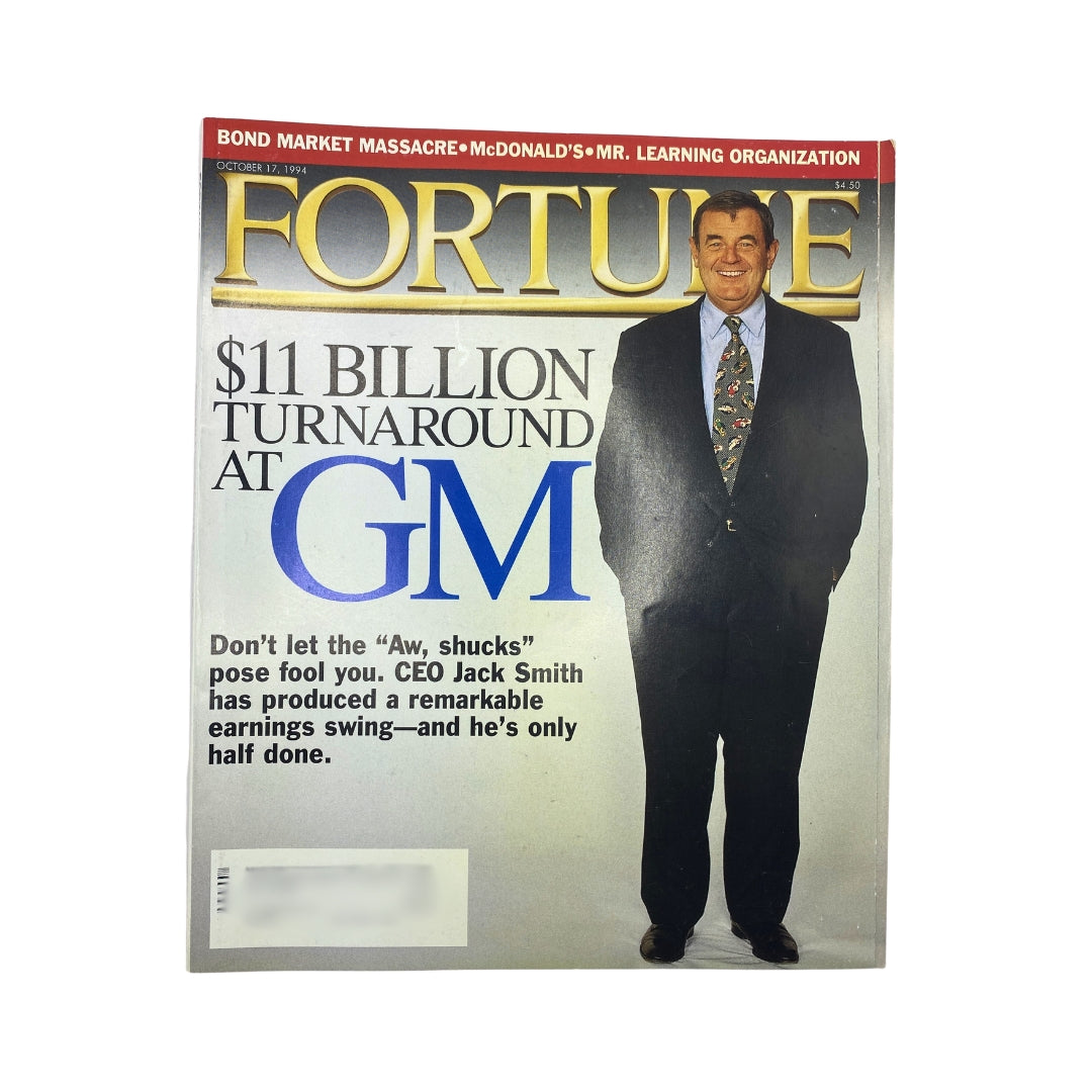 Fortune Magazine October 17, 1994 cover featuring CEO Jack Smith highlighting an $11 billion turnaround at GM.