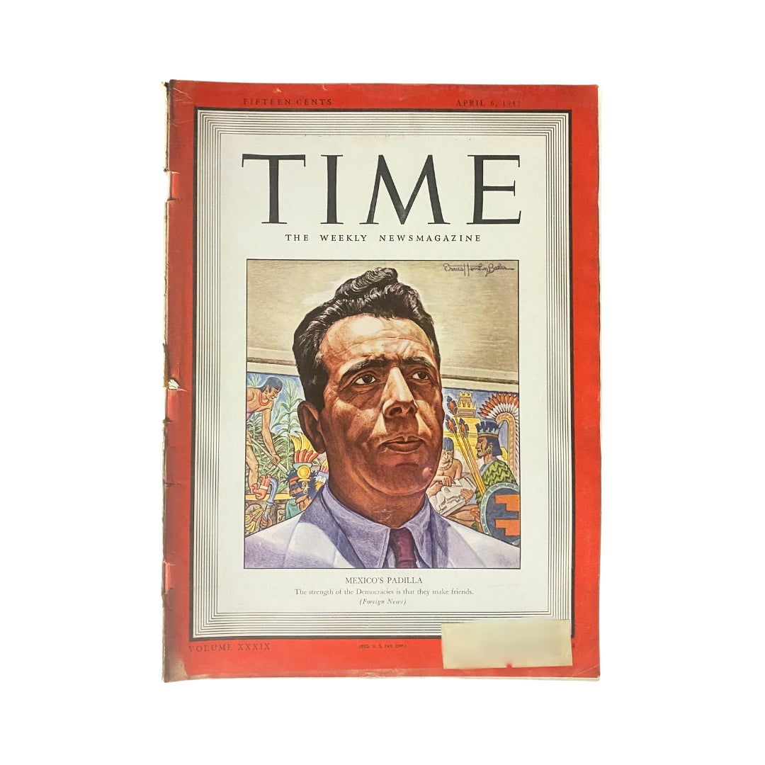 VTG Time Magazine April 6, 1942 featuring Mexico's Ezequiel Padilla Peñaloza on the cover, showcasing a significant historical figure.