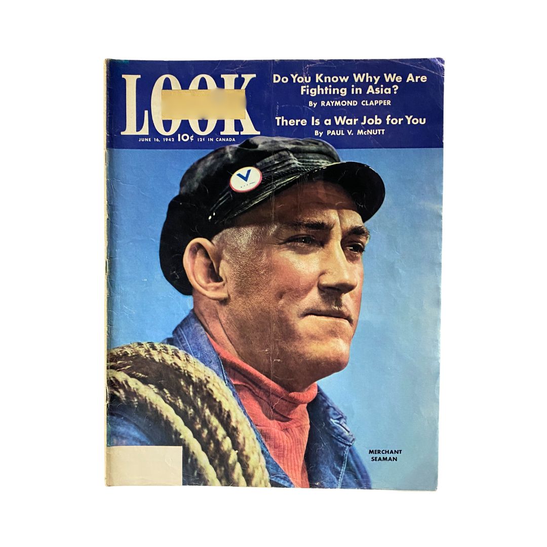 VTG Look Magazine June 16, 1942 Vol 6 No. 12 featuring a Merchant Seaman on the cover, highlighting wartime themes and articles.