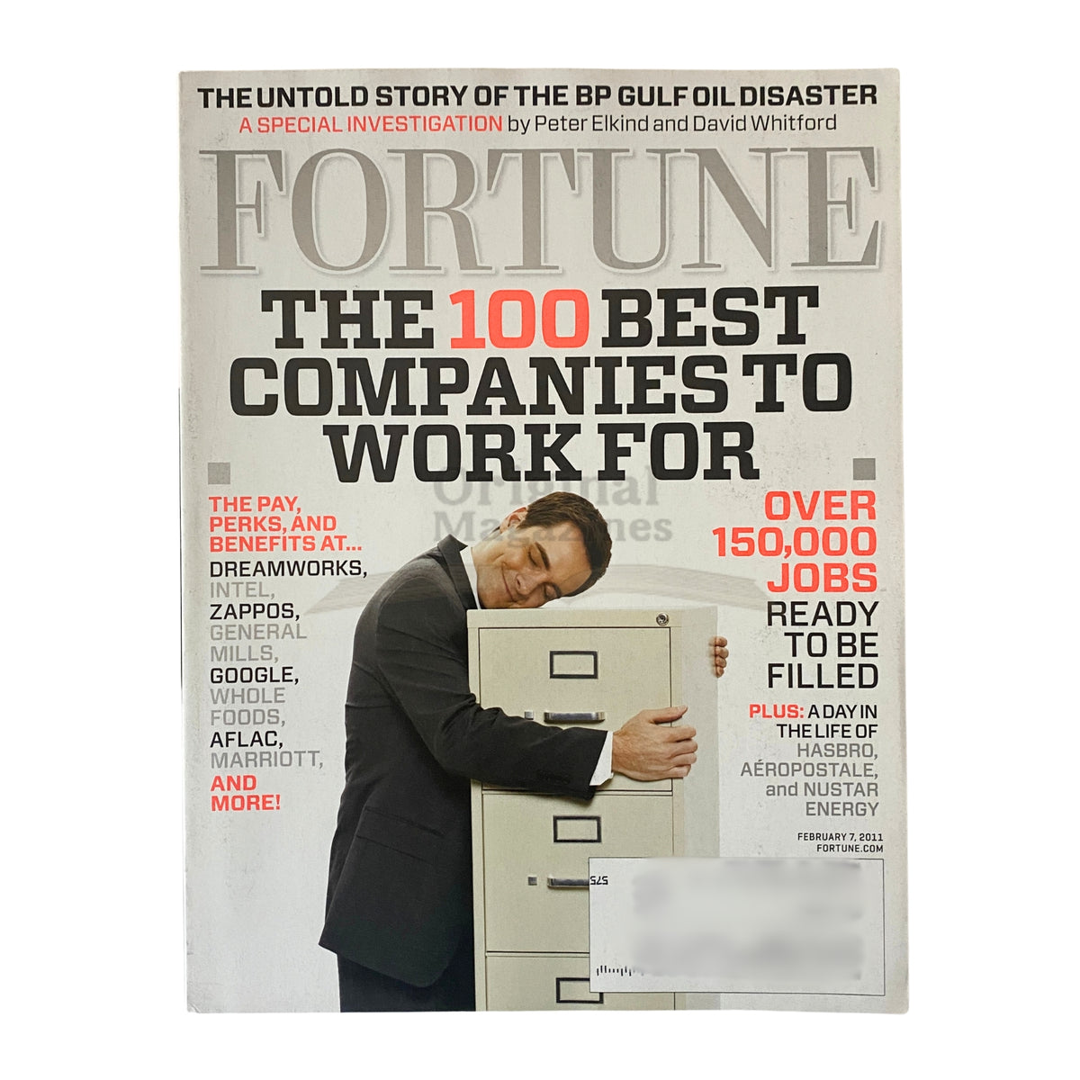 Fortune Magazine February 7, 2011 cover featuring the article 'The Untold Story of The BP Gulf Oil Disaster' and a special investigation by Peter Elkind and David Whitford.