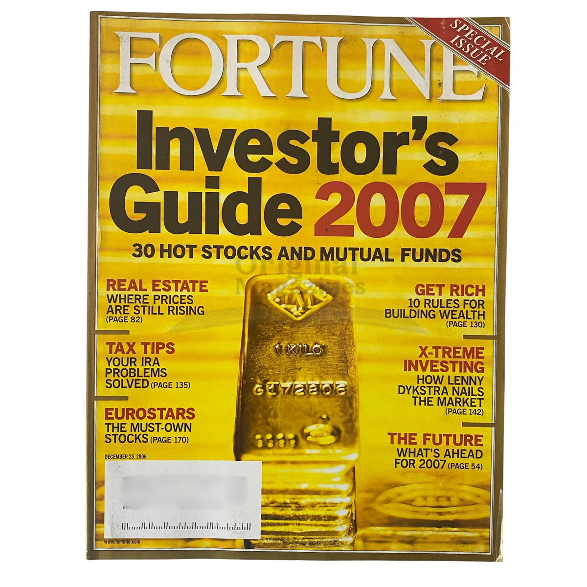 Cover of Fortune Magazine December 25, 2006, featuring the Investor's Guide 2007 with highlights including real estate, tax tips, and investment strategies.