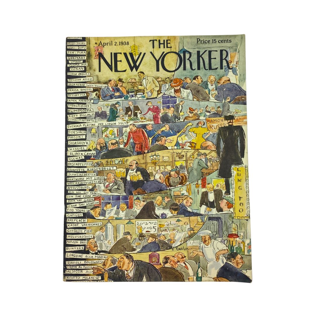 Cover of The New Yorker, April 2, 1938, featuring an illustration by Perry Barlow, VG condition