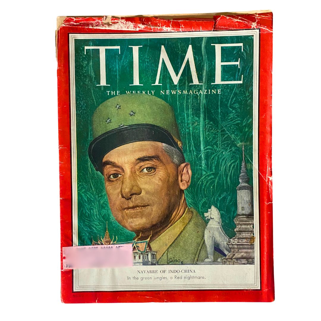 Cover of VTG Time Magazine September 28, 1953, featuring Henri Navarre. The design includes the title and vibrant artwork that reflects mid-20th century aesthetics.
