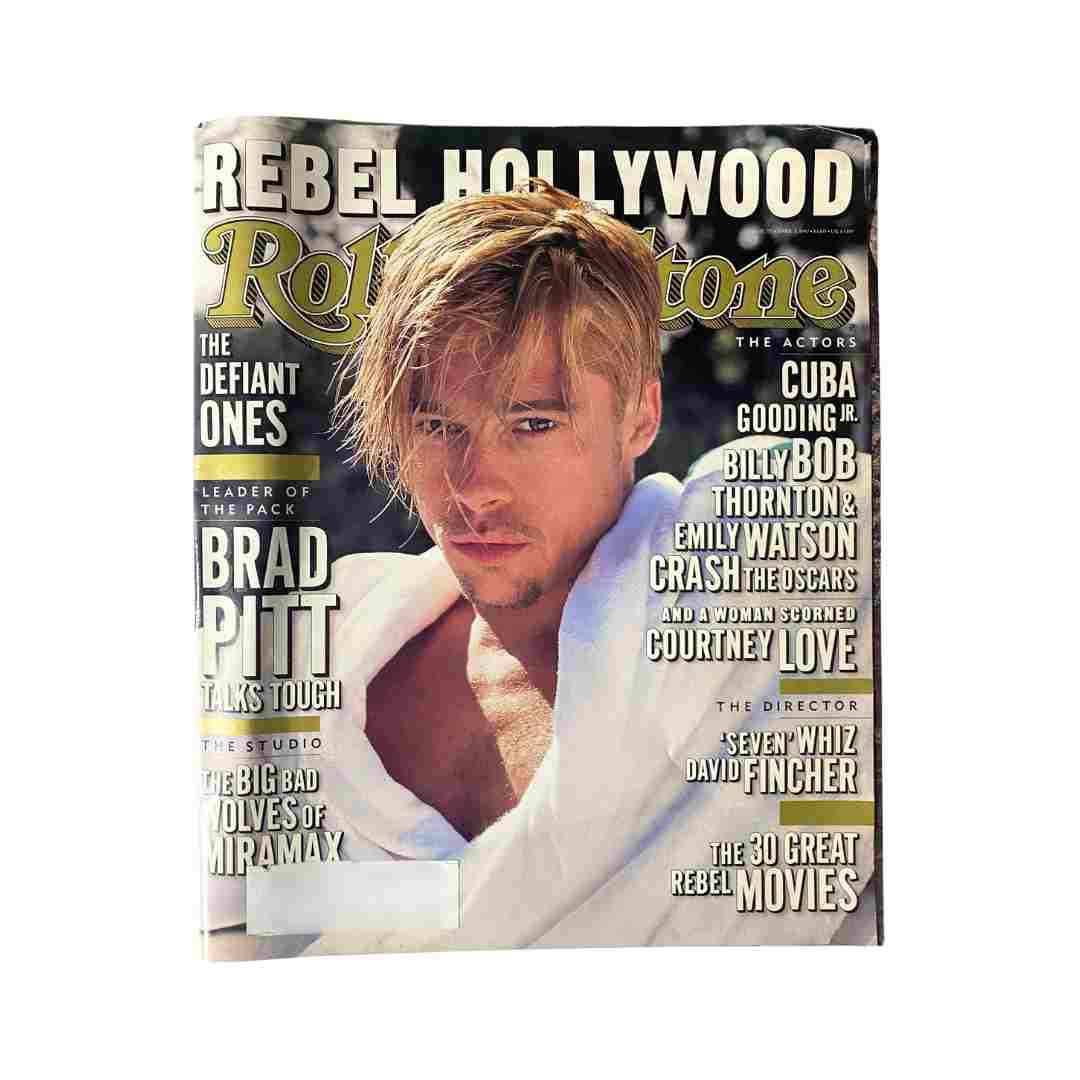 Cover of Rolling Stone Magazine April 3, 1997 Issue #757 featuring Brad Pitt, showcasing his captivating look and articles about Hollywood, including Courtney Love and Miramax.