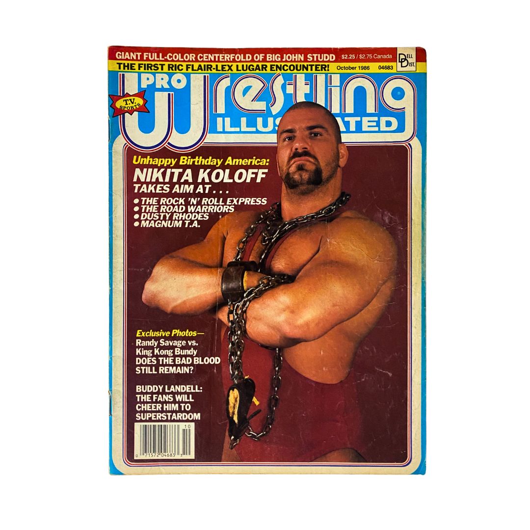 Pro Wrestling Illustrated Magazine October 1986 featuring Nikita Koloff on the cover, highlighting articles and interviews about wrestling during the mid-'80s.