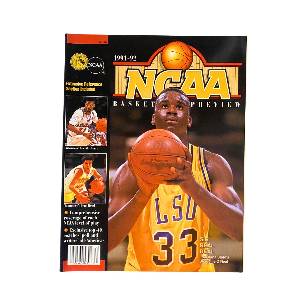 NCAA Basketball Preview Magazine, 1991-1992: Featuring Shaquille O'Neal on the cover, in VG condition