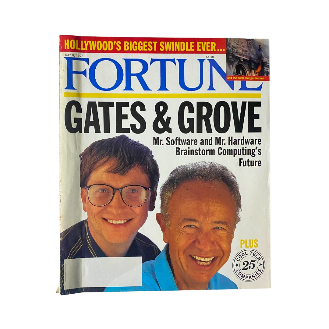 Fortune Magazine cover from July 8, 1996 featuring Bill Gates and Andy Grove discussing technology and computing, titled 'Gates & Grove: Mr. Software and Mr. Hardware Brainstorm Computing's Future.'