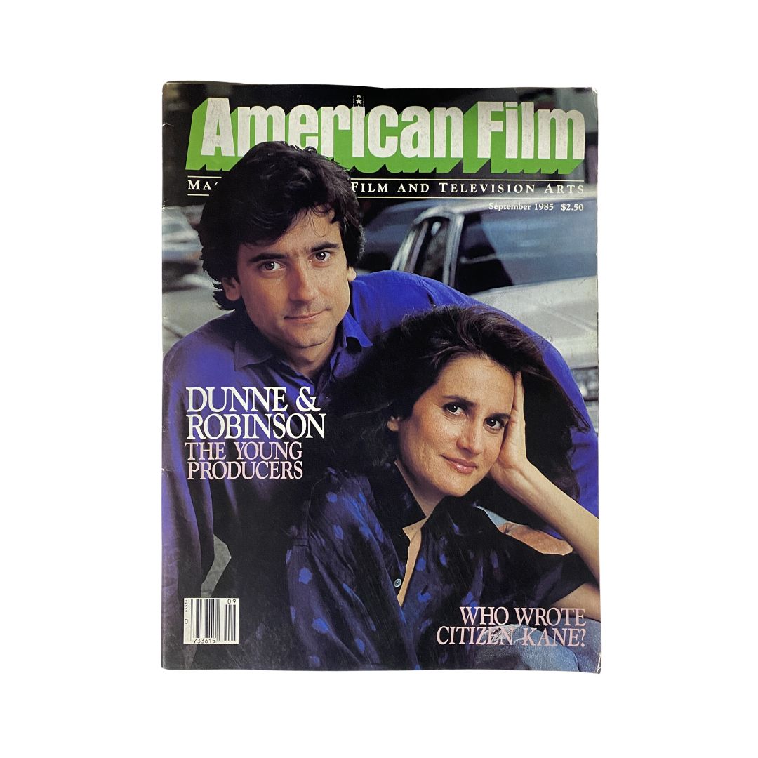 Cover of the VTG American Film Magazine September 1985 featuring producers Dunne and Robinson, highlighting key insights into the film industry.