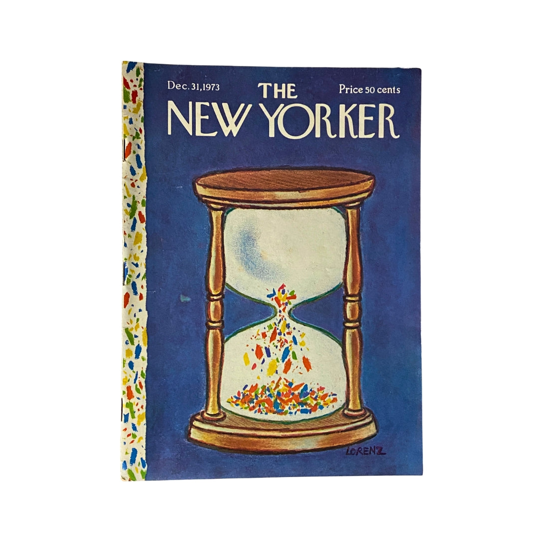 Cover of The New Yorker magazine, December 31, 1973, featuring a colorful hourglass illustration by Lee Lorenz.