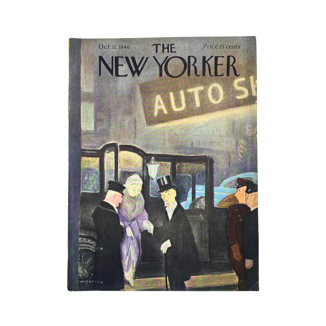 The New Yorker, October 12, 1940: Complete magazine with cover artwork by William Cotton in VG condition.