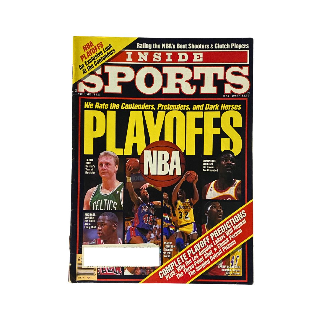 Inside Sports Magazine May 1988 featuring Larry Bird, Michael Jordan, Magic Johnson on the cover, focusing on NBA Playoffs.