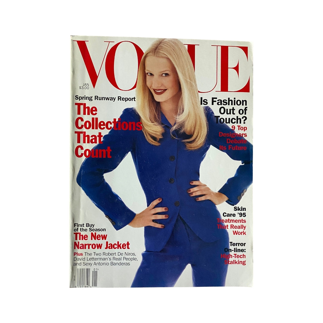 Vogue Magazine January 1995 Karen Mulder Cover No Label VG