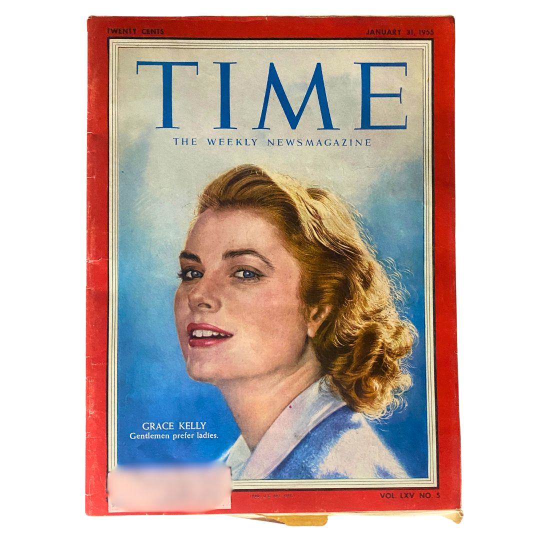 VTG Time Magazine January 31, 1955 featuring Grace Kelly on the cover, showcasing classic 1950s glamour.