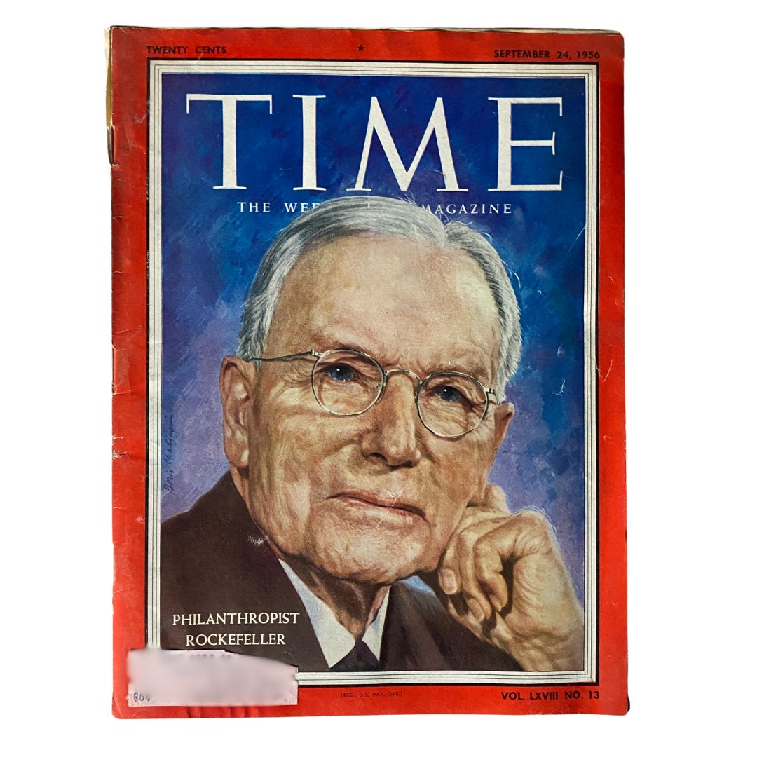 Cover of VTG Time Magazine September 24, 1956 Vol 68 No. 13 featuring John D. Rockefeller Jr.