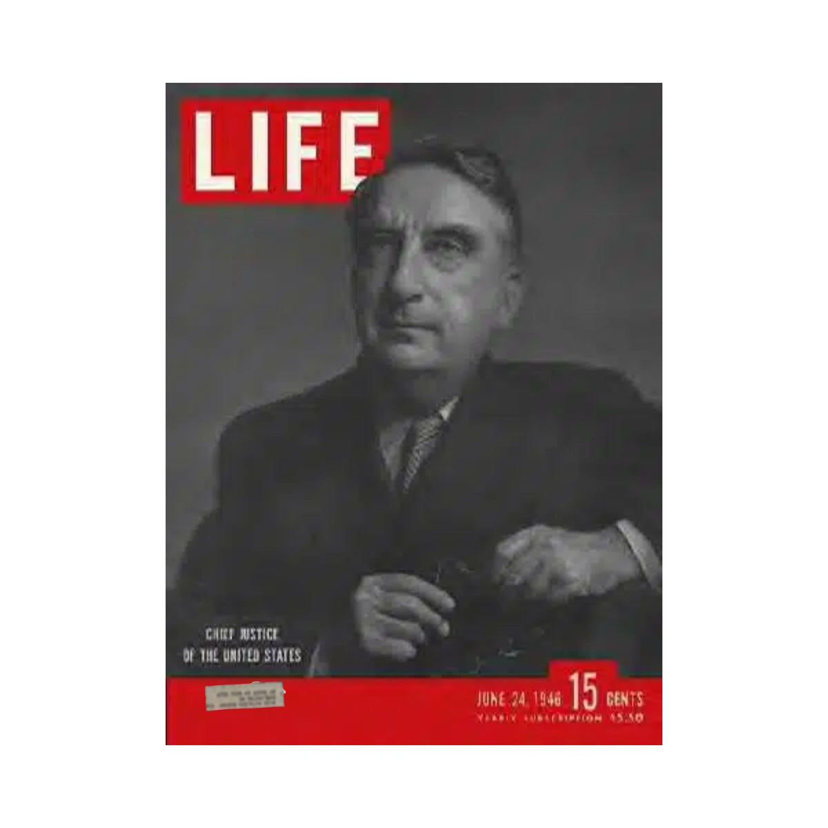Cover of VTG Life Magazine from June 24, 1946, featuring Chief Justice Vinson, a historical snapshot of American culture and politics.