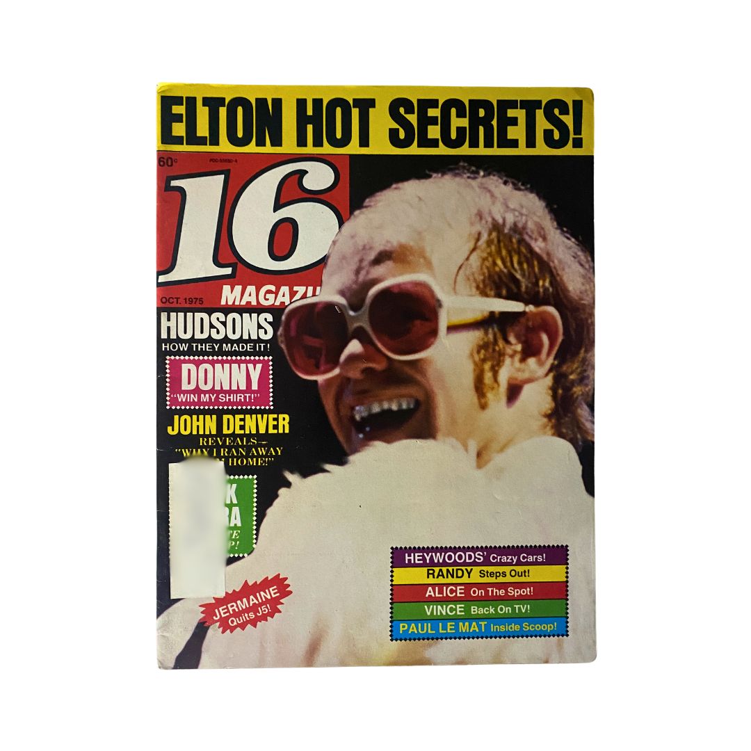 Vintage 16 Magazine October 1975 Elton John, Vince Pan Patten VG w Poster