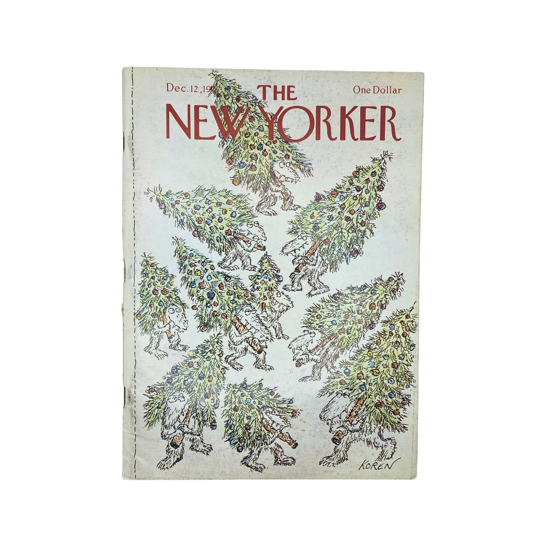 The New Yorker Complete Magazine December 12, 1977 featuring an Edward Koren cover illustration with whimsical tree-like figures, showcasing the creative art style of the era.
