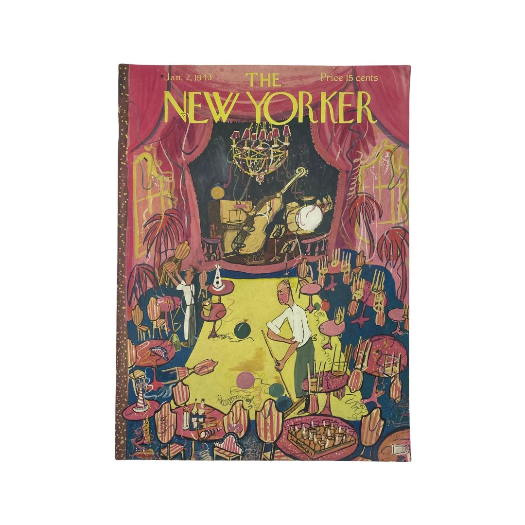 The New Yorker, January 2, 1943: Complete magazine with cover artwork by Ludwig Bemelmans, in VG condition