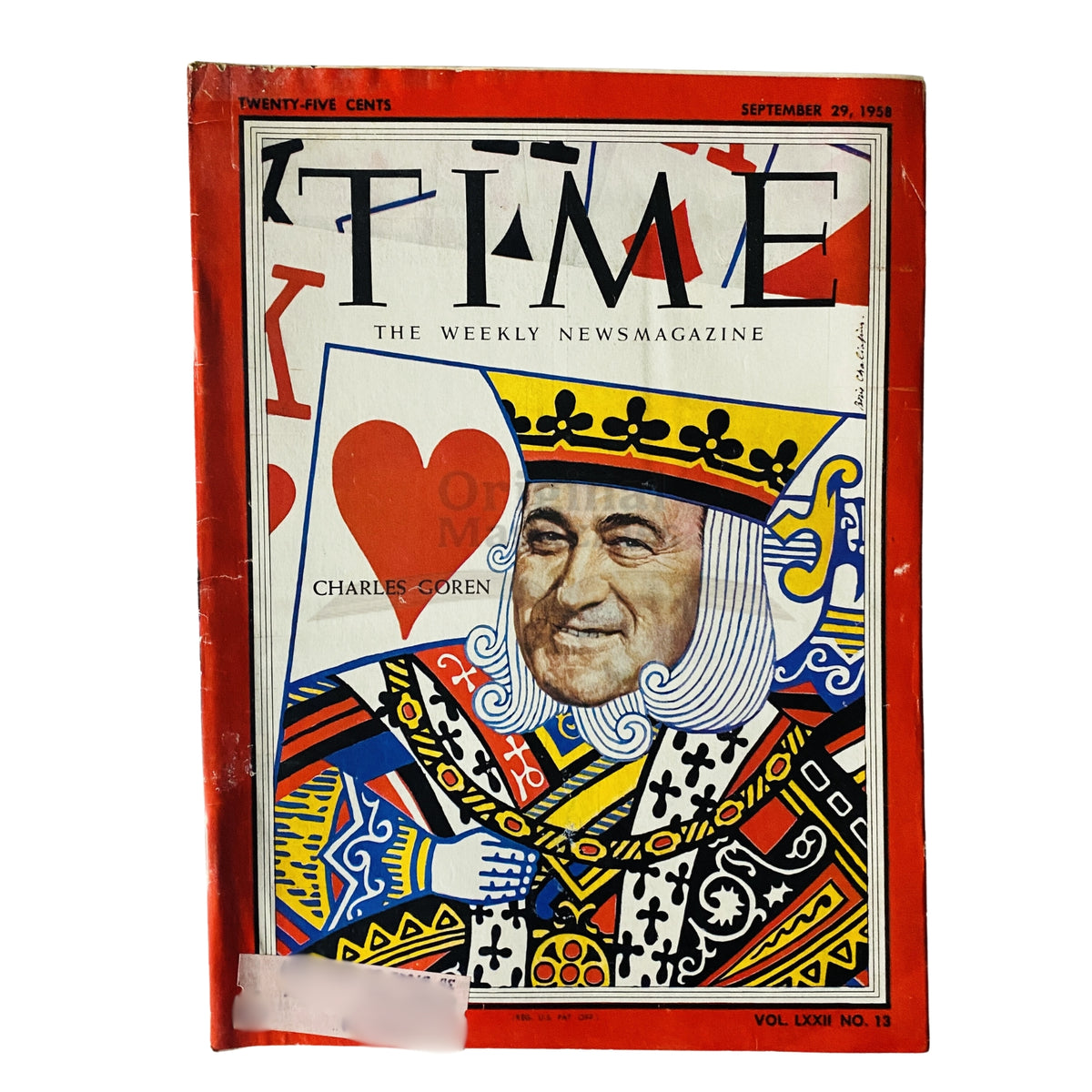 Cover of Time Magazine dated September 29, 1958, featuring a colorful illustration by Charles Goren, showcasing elements of American culture from the late 1950s.