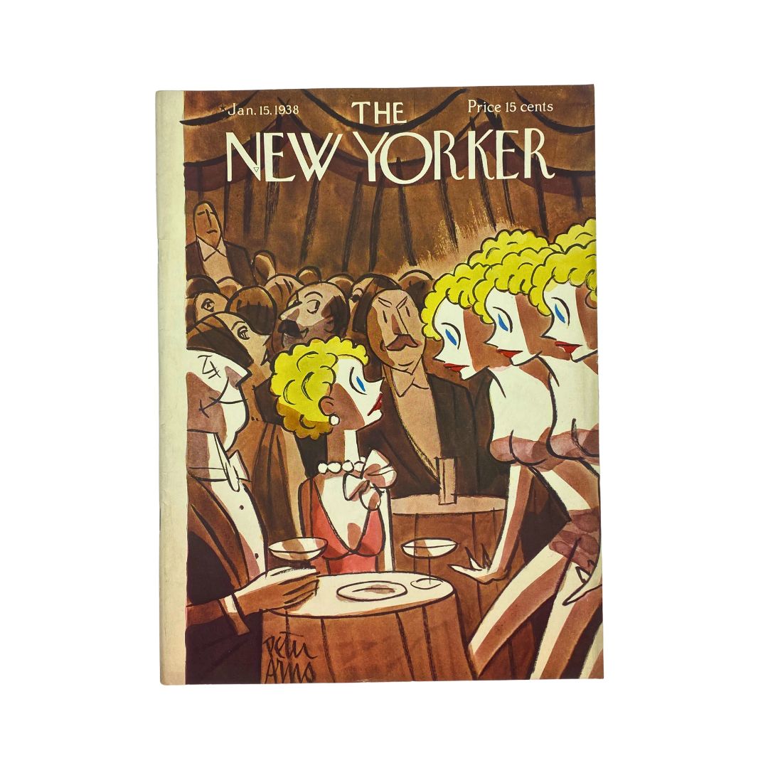 Cover of The New Yorker, January 15, 1938, featuring artwork by Peter Arno, in very good (VG) condition