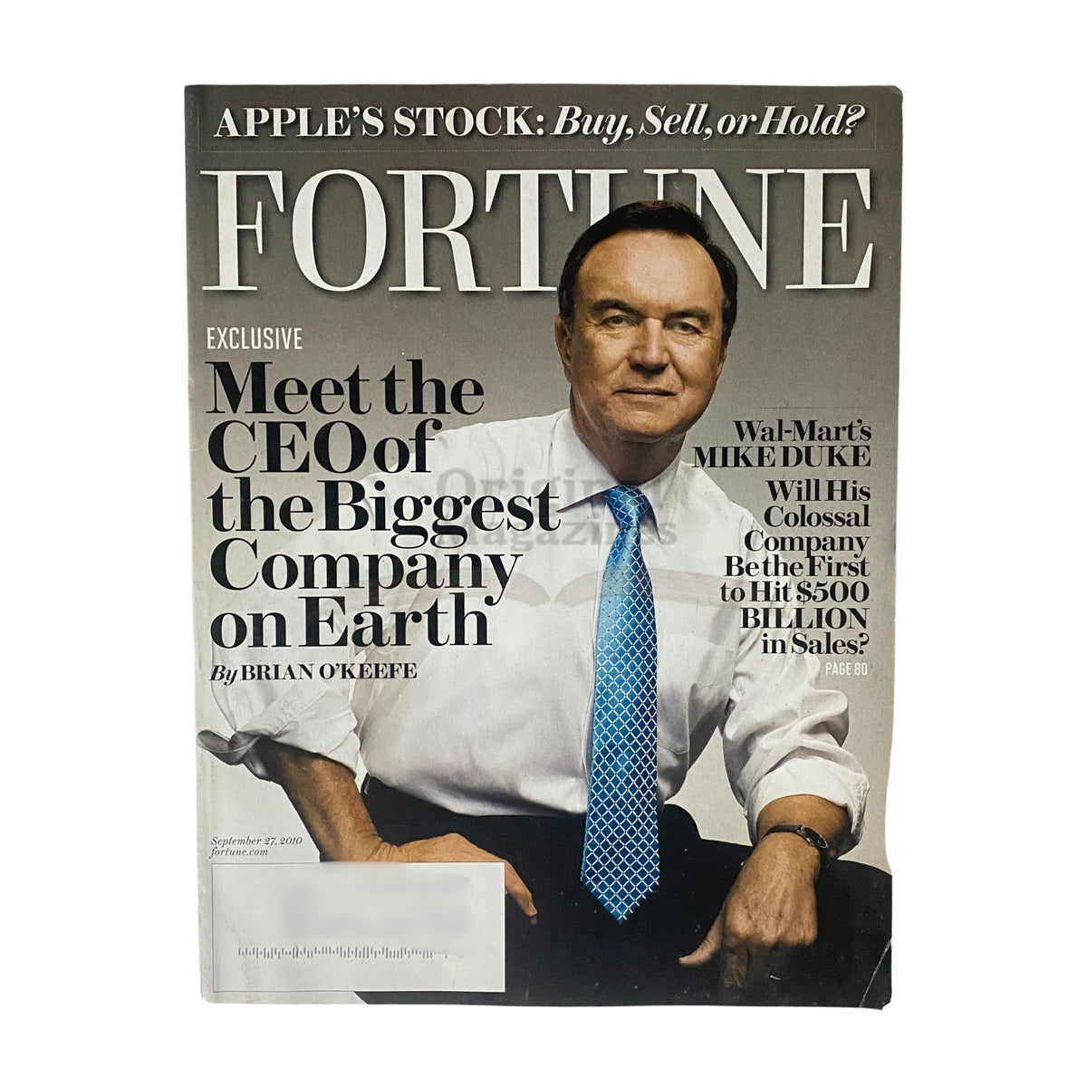 Fortune Magazine September 27, 2010 cover featuring Wal-Mart CEO Mike Duke, exploring his leadership and business strategies.