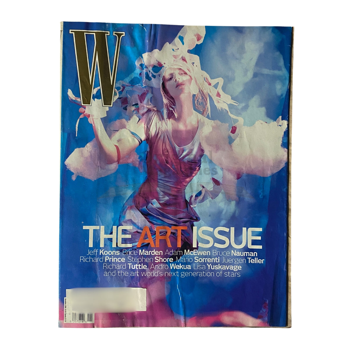 W Magazine November 2006 cover featuring model Freja Beha Erichsen in a vibrant artistic design, showcasing the issue's theme as 'The Art Issue' with notable contributions from various artists.