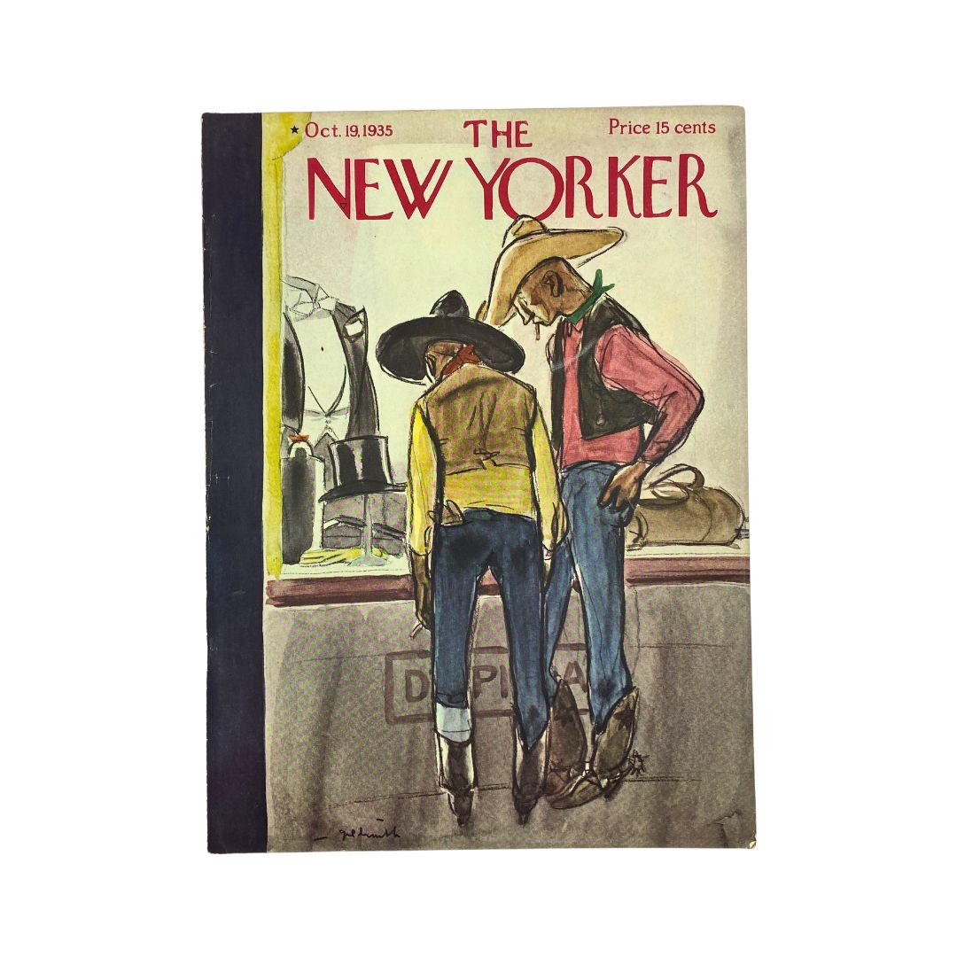 The New Yorker, October 19, 1935: Complete magazine with cover artwork by William G. Crawford in VG condition.