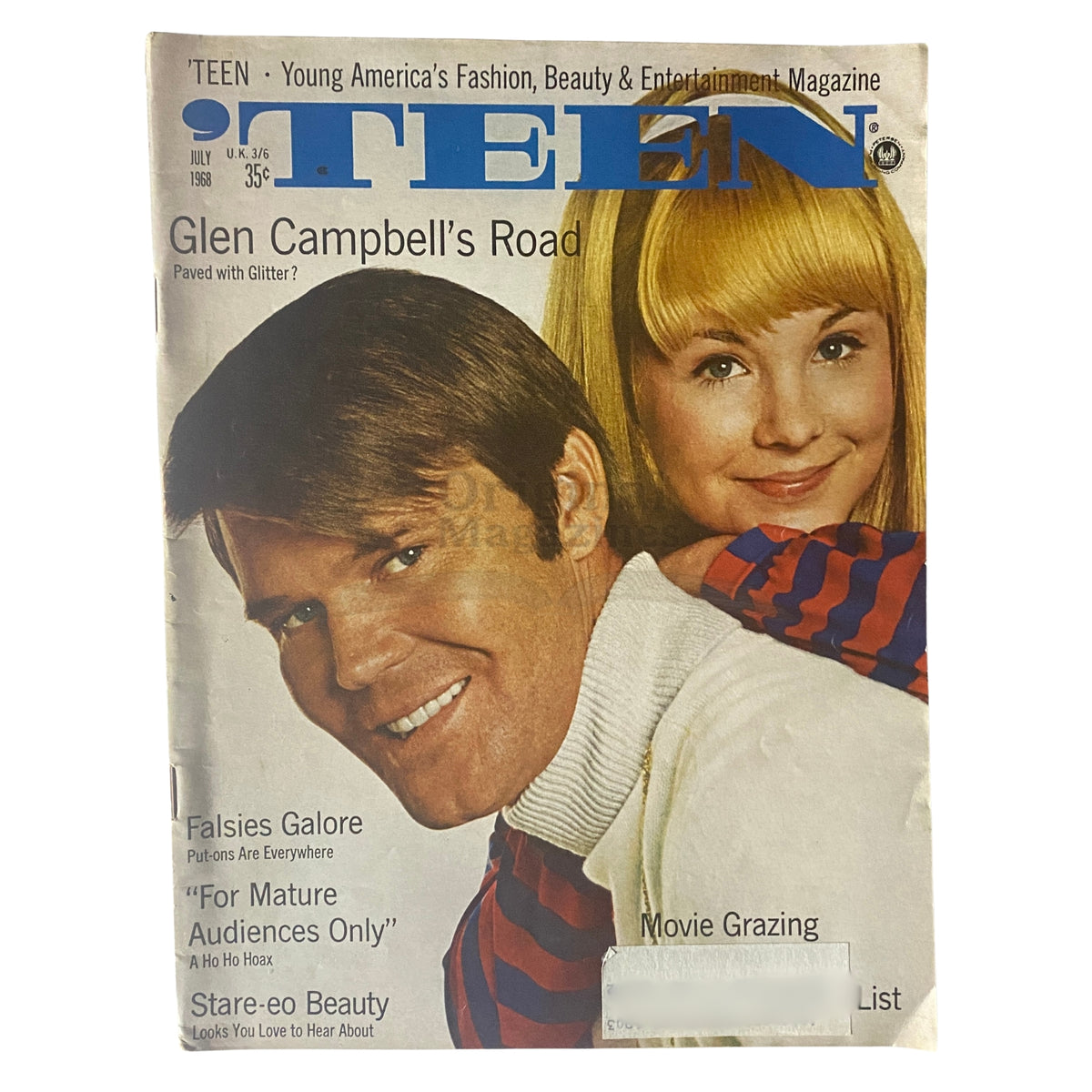 Teen Magazine July 1968 Seal of Approval / Disapproval cover featuring a young couple smiling at the camera, highlighting fashion and beauty trends of the 1960s.