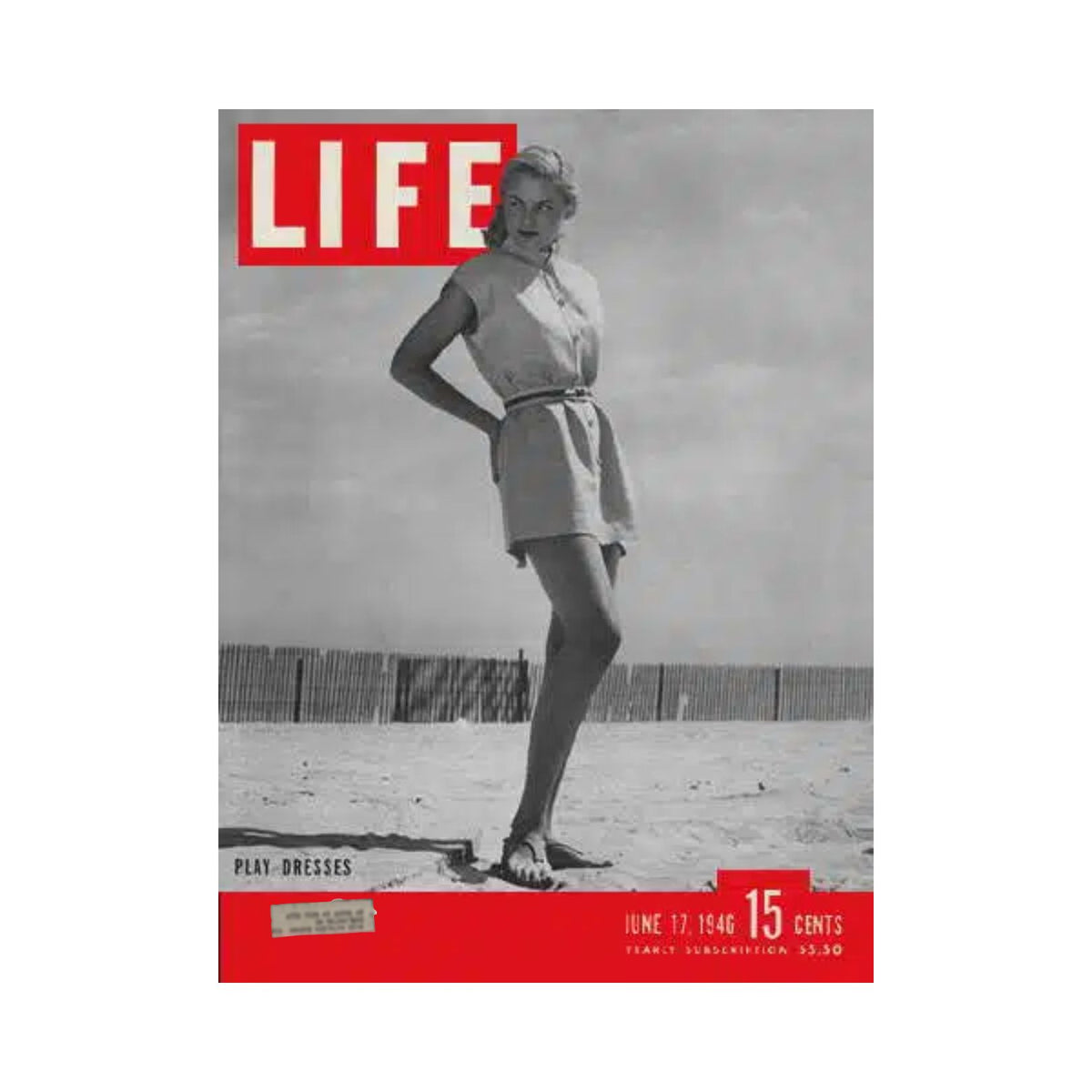 VTG Life Magazine June 17, 1946 featuring Play Dresses with a model in a stylish outfit, capturing the essence of post-war fashion and culture.