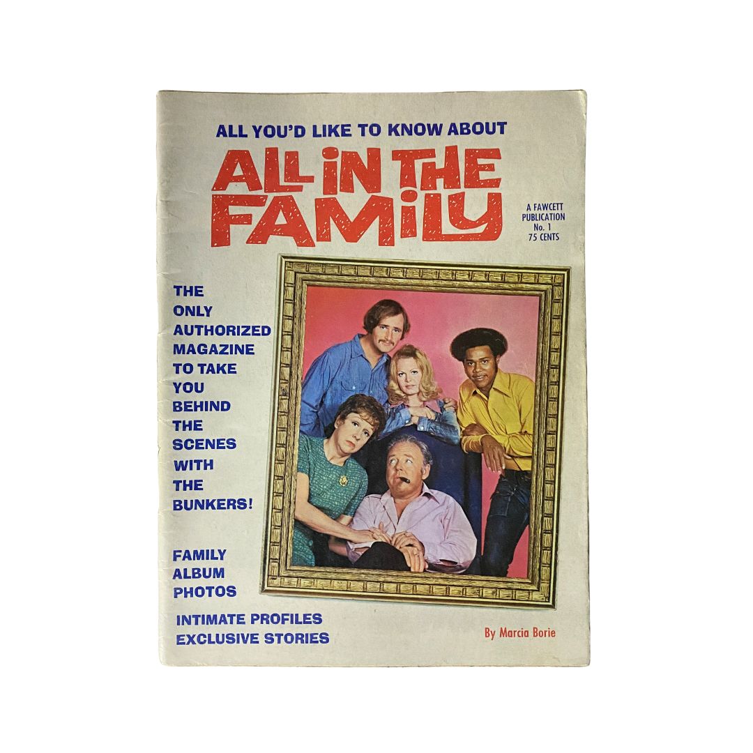 VTG All in The Family TV Show Magazine 1971 No. 1 cover featuring Carroll O'Connor with cast members, showcasing the iconic title and colorful design.