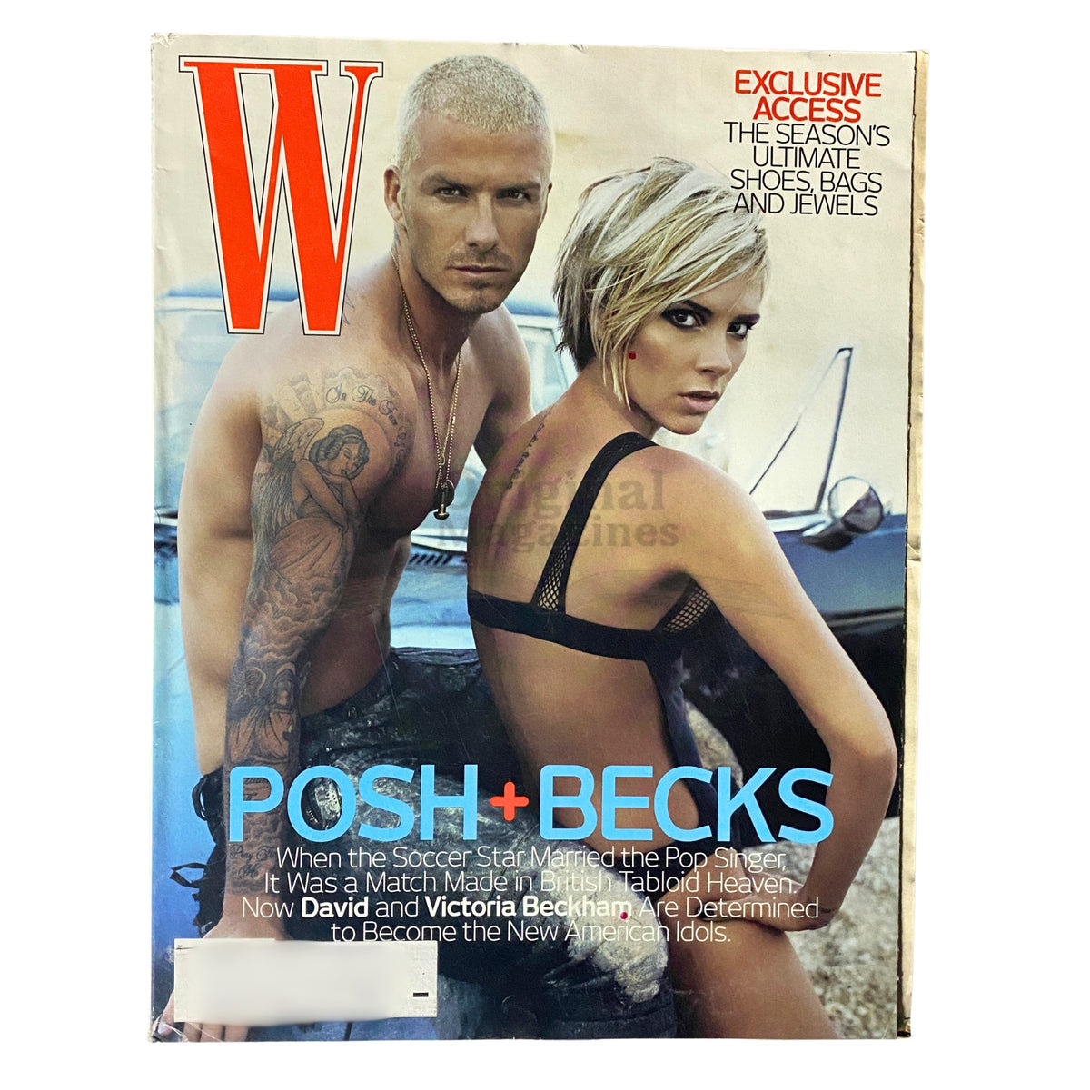 W Magazine August 2007 cover featuring David and Victoria Beckham, highlighting their influence on pop culture and celebrity lifestyle.
