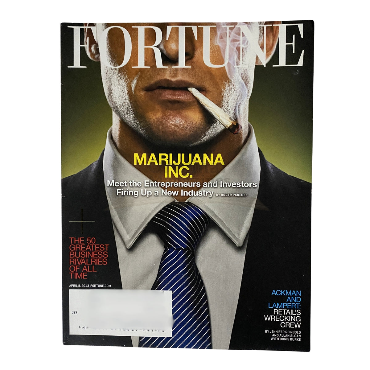 Cover of Fortune Magazine April 8, 2013 highlighting marijuana legalization in Colorado and Washington, featuring the title 'Marijuana Inc.' along with themes of entrepreneurship and investment.