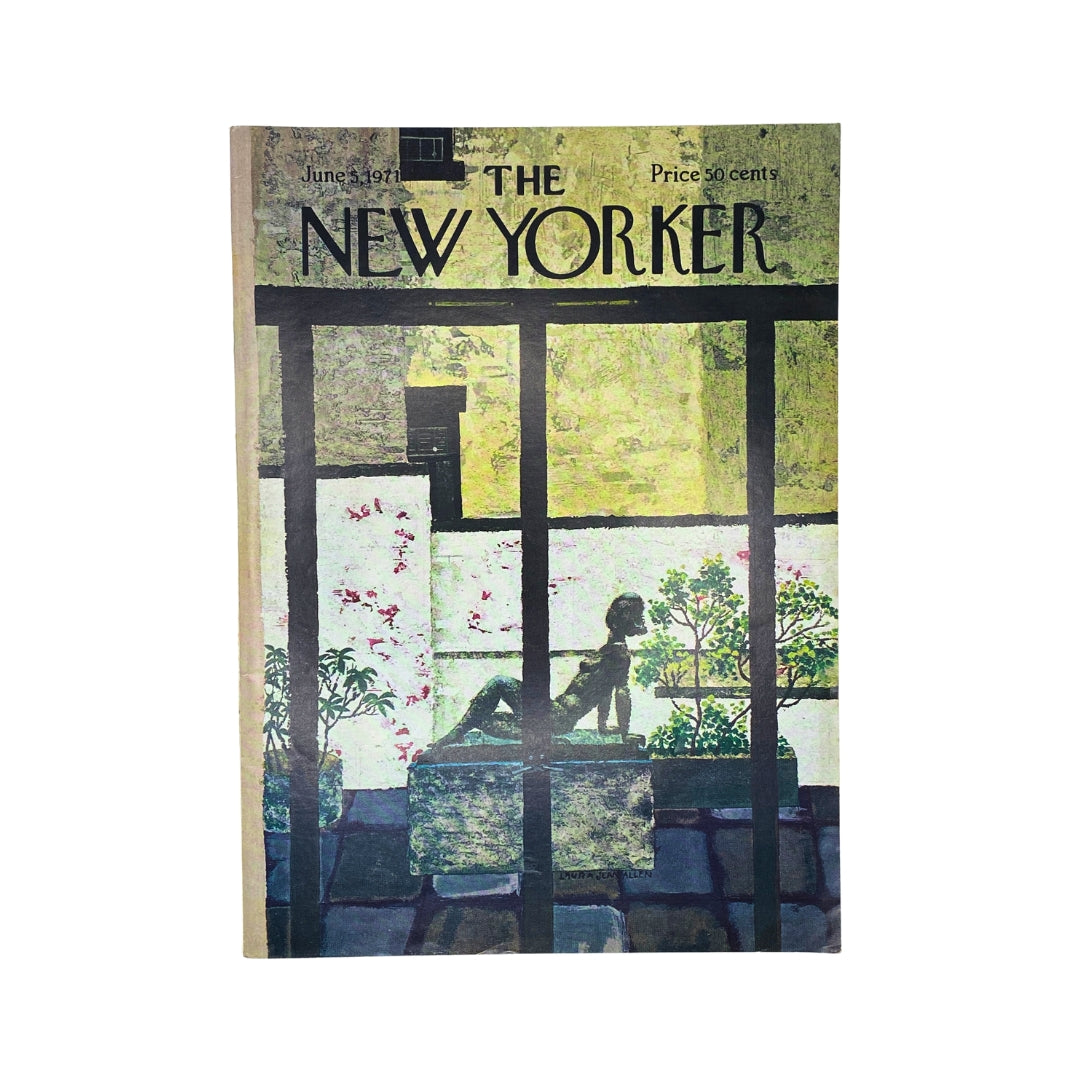 The New Yorker Complete Magazine June 5, 1971 featuring cover art by Laura Jean Allen, displaying a serene interior scene with a figure beside a window and greenery.