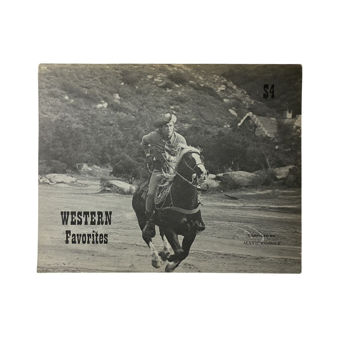 Cover of the vintage magazine 'History of The B Western' featuring Rex Allen riding a horse, highlighting the Western genre and its cultural significance in cinema.