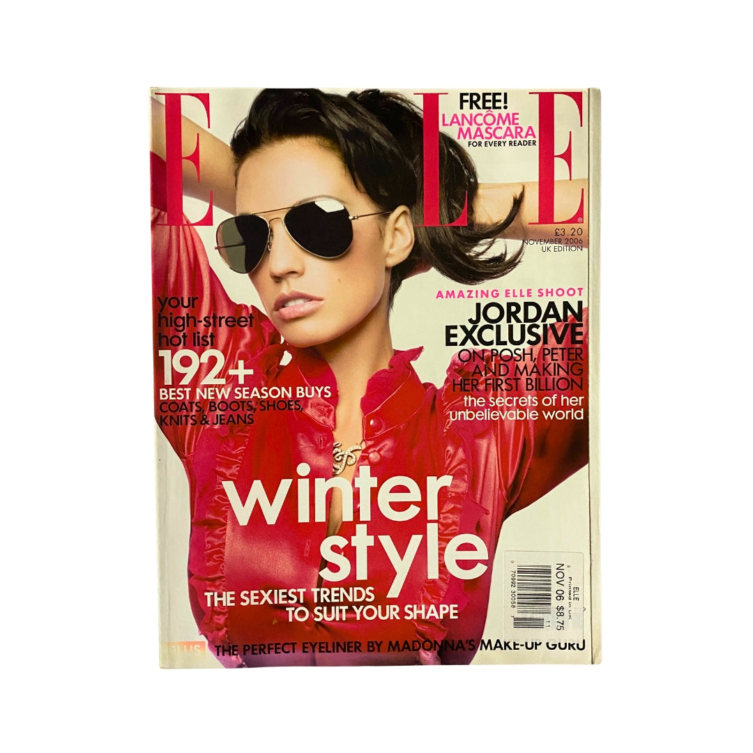 Elle UK Magazine November 2006 featuring Kate Beckinsale on the cover, showcasing a fashion-forward look with sunglasses and a striking red outfit, representing vintage fashion and culture of the mid-2000s.
