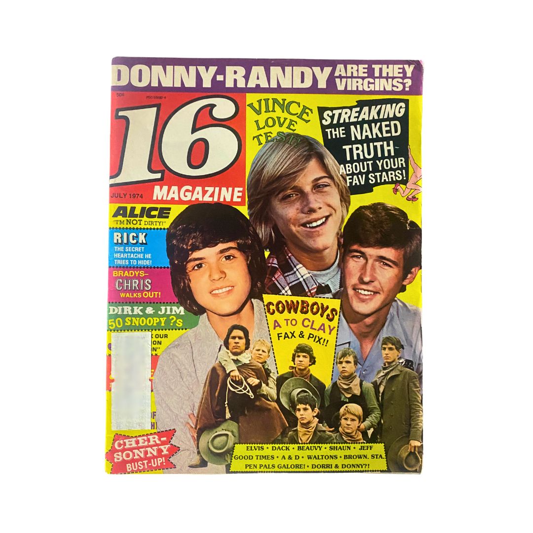 Vintage 16 Magazine July 1974 Randy Mantooth, Donny & The Osmonds VG w Poster