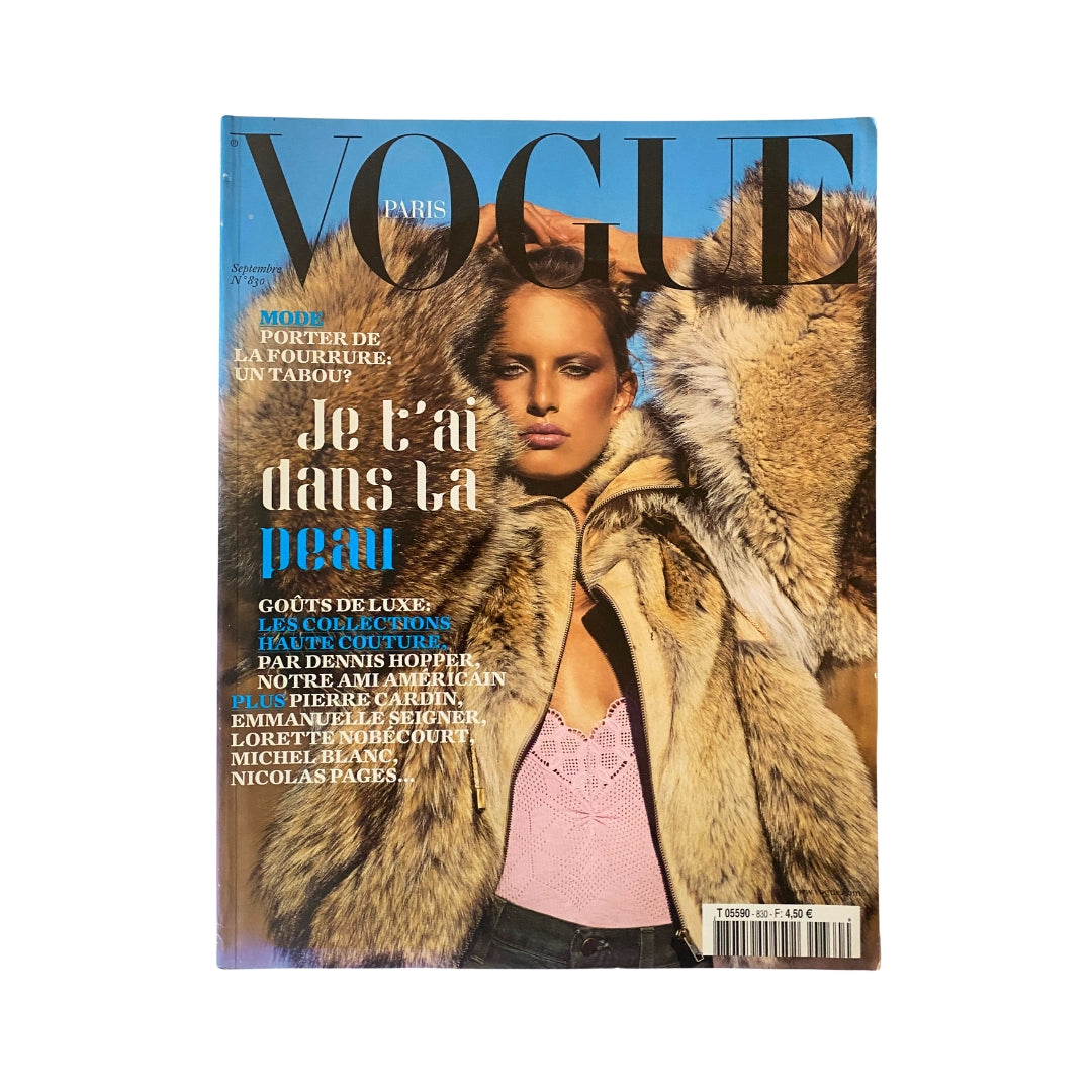 Cover of Vogue Paris Magazine September 2002 featuring model Karolína Kurková, showcasing luxurious fashion themes with a focus on fur and couture.