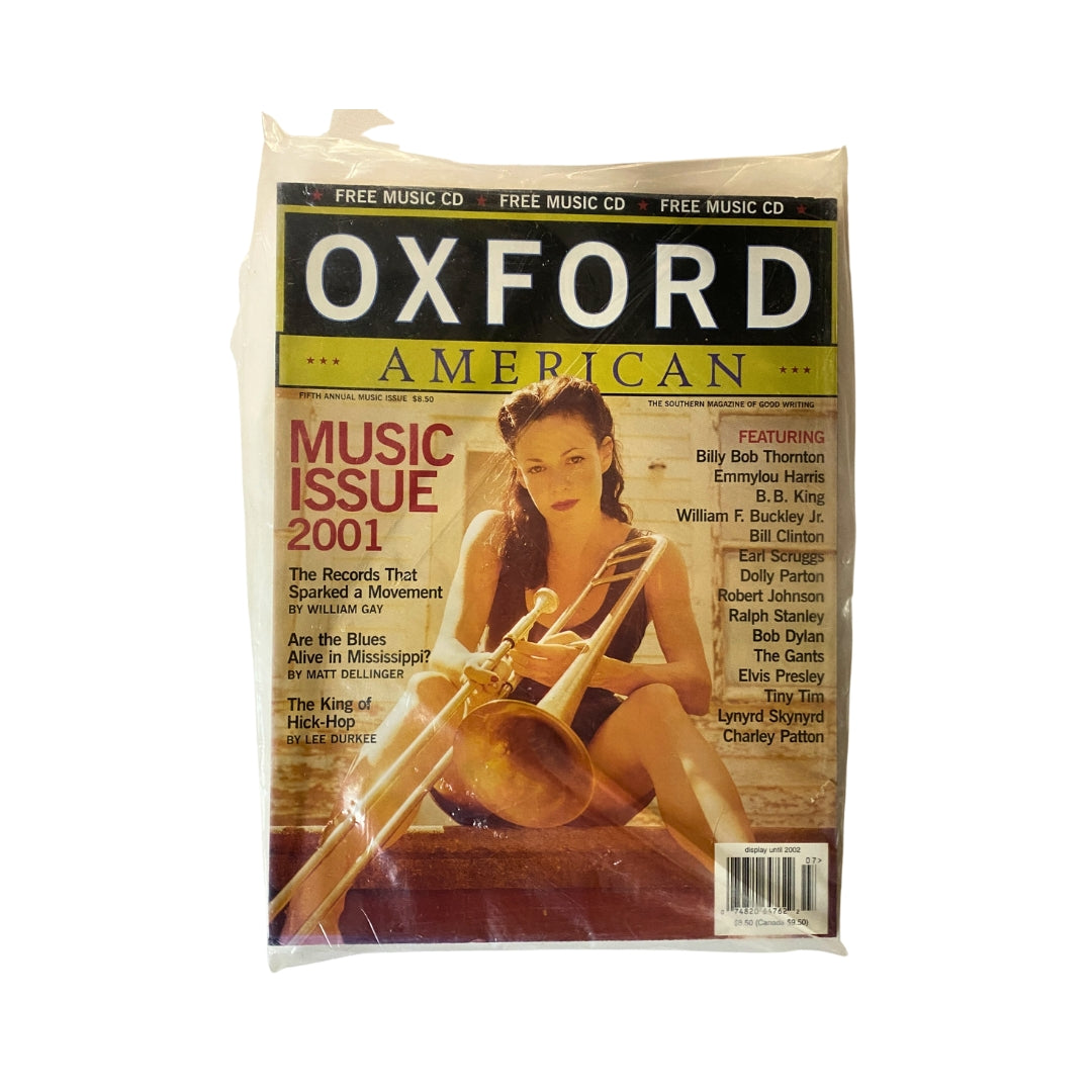 2001 Oxford American 5th Annual Southern Music Issue featuring a woman playing a trombone on the cover, sealed and in pristine condition, a must-have for collectors and music enthusiasts.