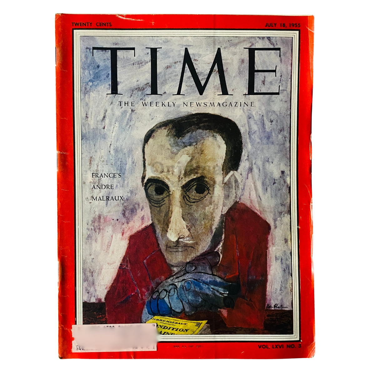 Time Magazine July 18 1955 cover featuring France's André Malraux, highlighting mid-20th century culture and literature.