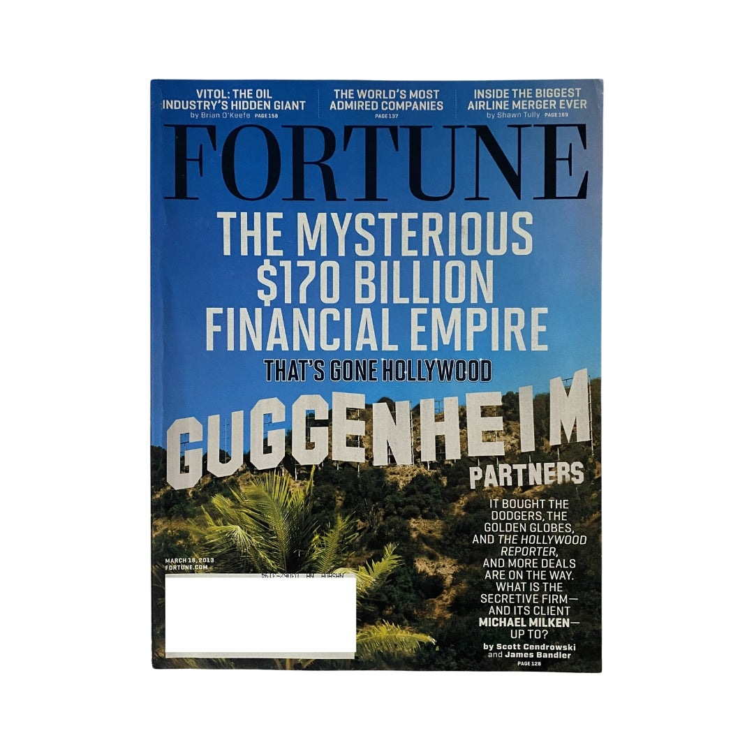 Cover of Fortune Magazine from March 18, 2013, featuring the article 'Guggenheim is Flexing Its $170 Billion Muscles,' highlighting the financial empire of Guggenheim Partners.