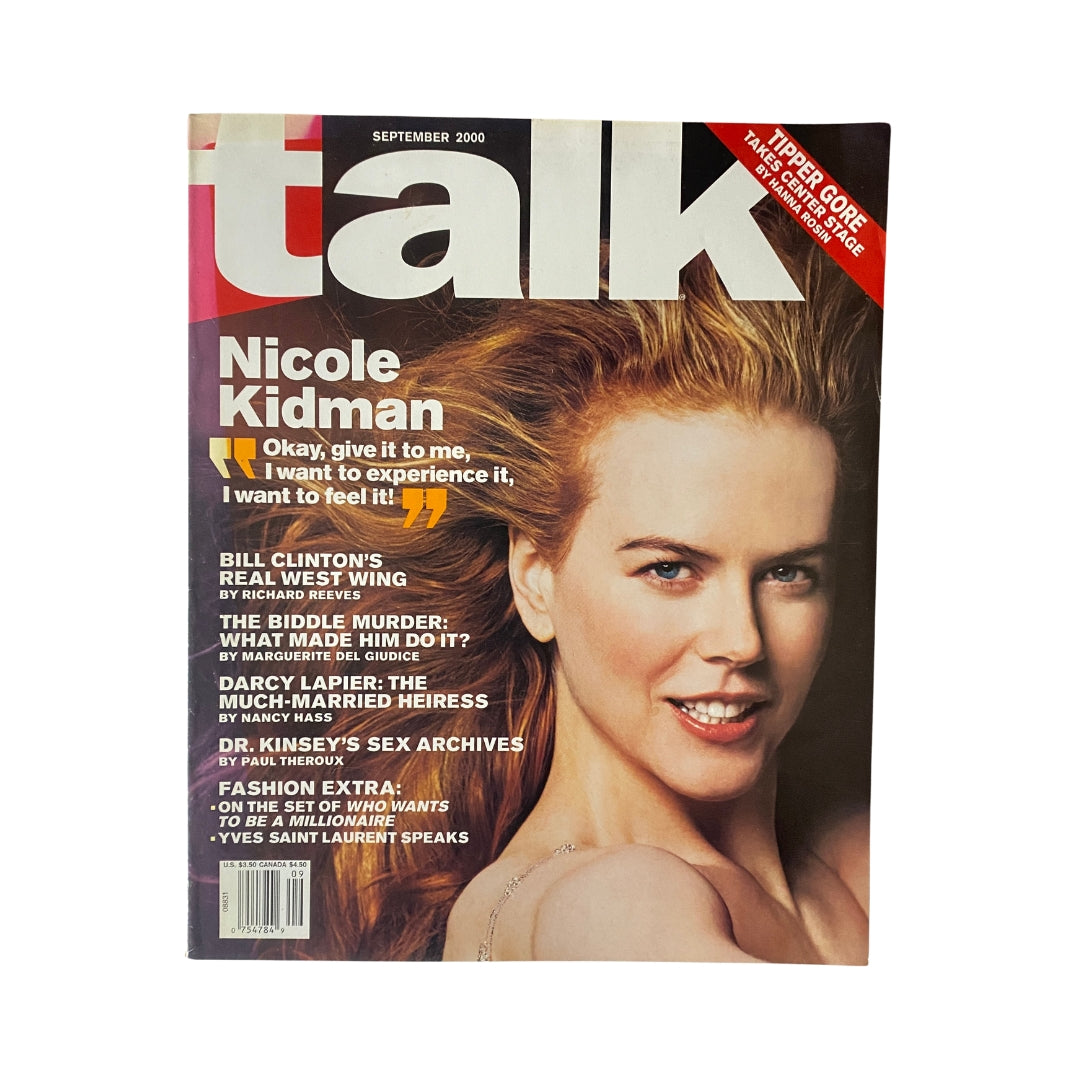 Talk Magazine September 2000 featuring Nicole Kidman on the cover, showcasing her iconic beauty and a cover story about her career.