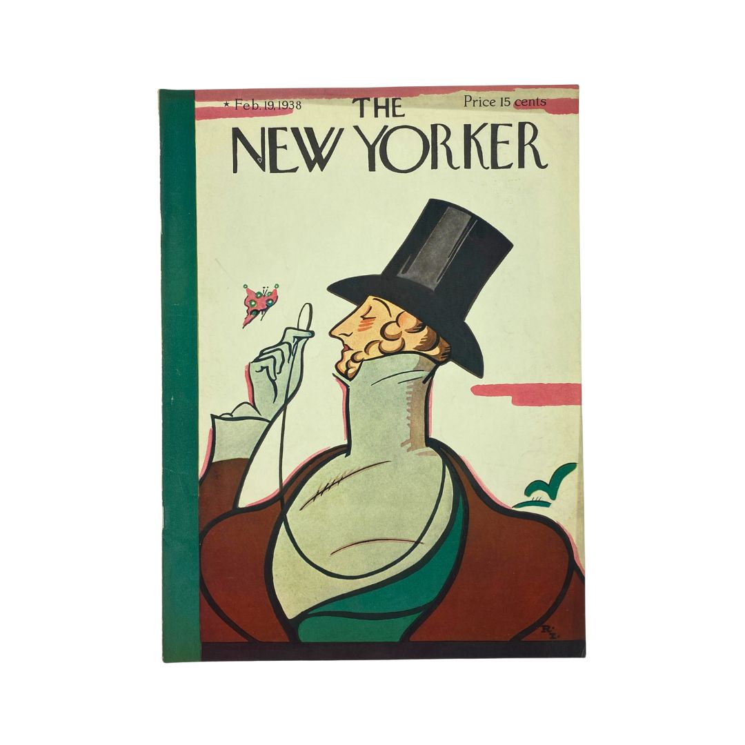 Cover of The New Yorker, February 19, 1938, featuring artwork by Rea Irvin, in very good (VG) condition