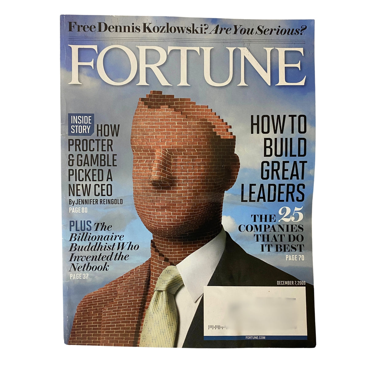 Cover of Fortune Magazine from December 7, 2009, featuring the headline 'How Procter & Gamble Picked A New CEO'. The cover image includes a figure with pixelated face representing anonymity in corporate leadership.