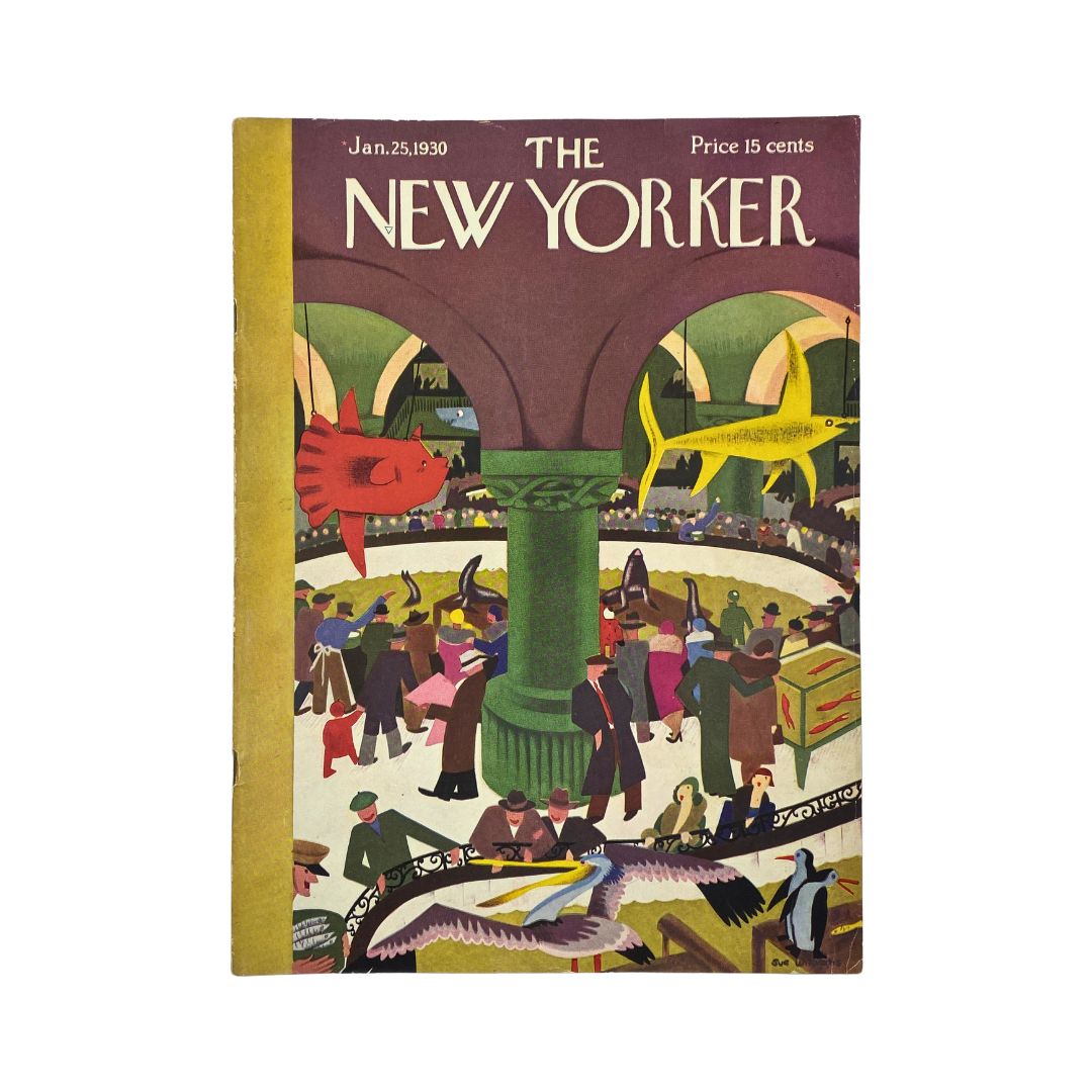 Cover of The New Yorker, January 25, 1930, featuring artwork by Sue Williams, in very good (VG) condition