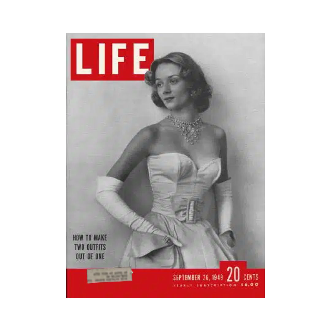 VTG Life Magazine September 26, 1949 Fashion Separates cover featuring a model in elegant attire with a necklace and gloves, showcasing vintage fashion style from the 1940s.