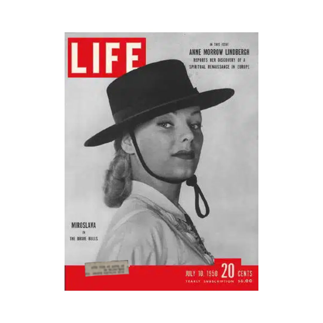 Cover of VTG Life Magazine from July 10, 1950 featuring Miroslava Stern, a Mexican actress, showcasing historical design and rich cultural context.